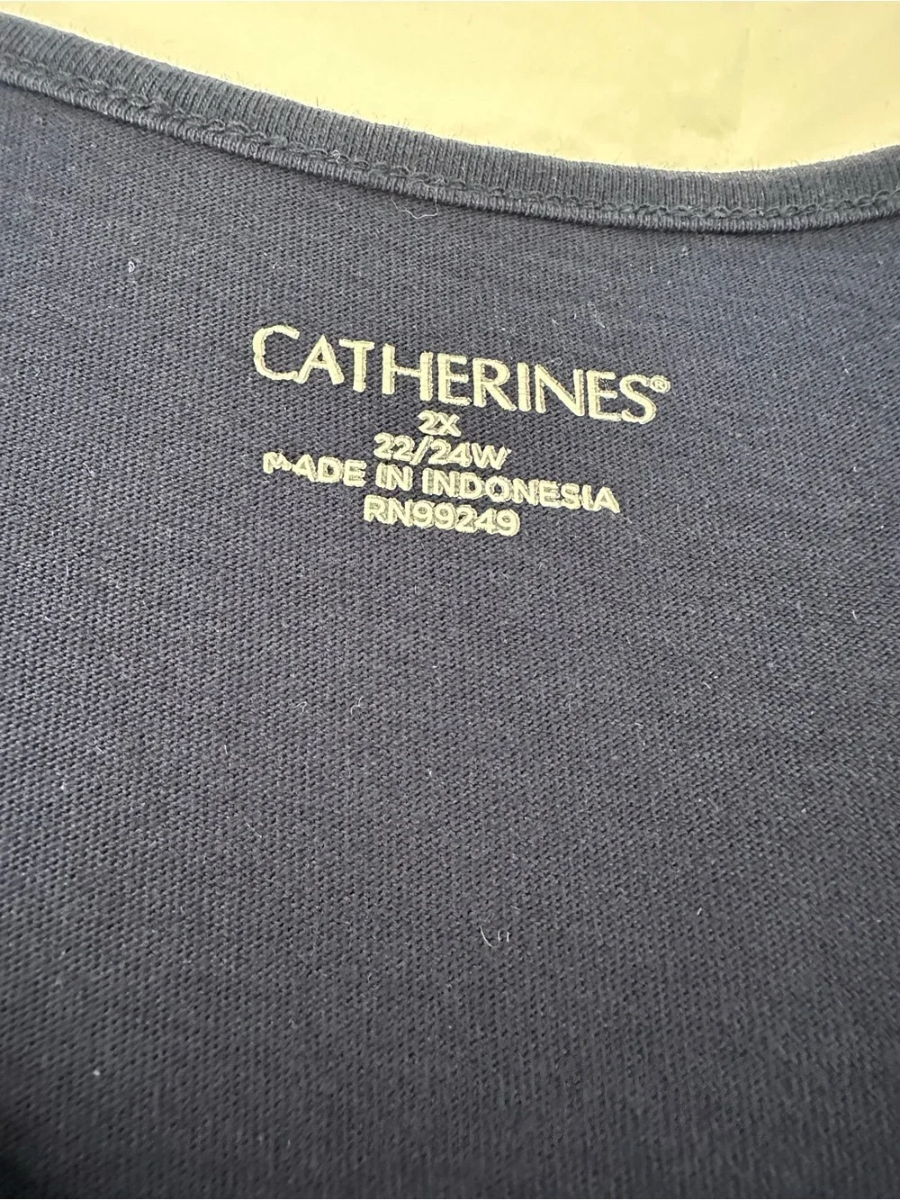 Catherines plus size 2X Navy Short Sleeve V-Neck Top with Embellished neckline - Picture 9 of 10
